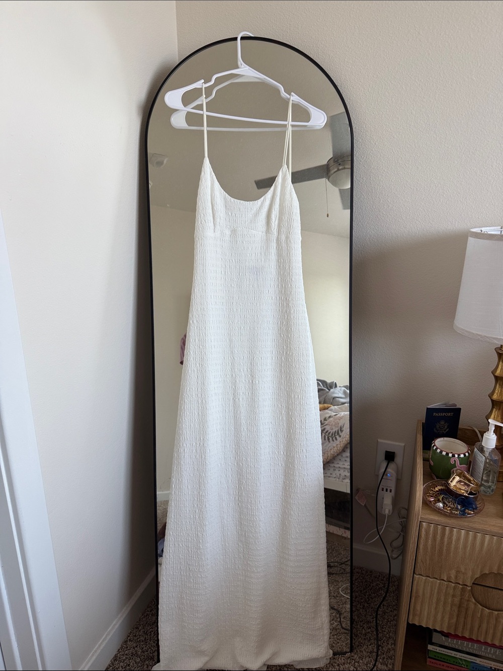Cotton Candy White Maxi Slip Dress with Spaghetti Straps